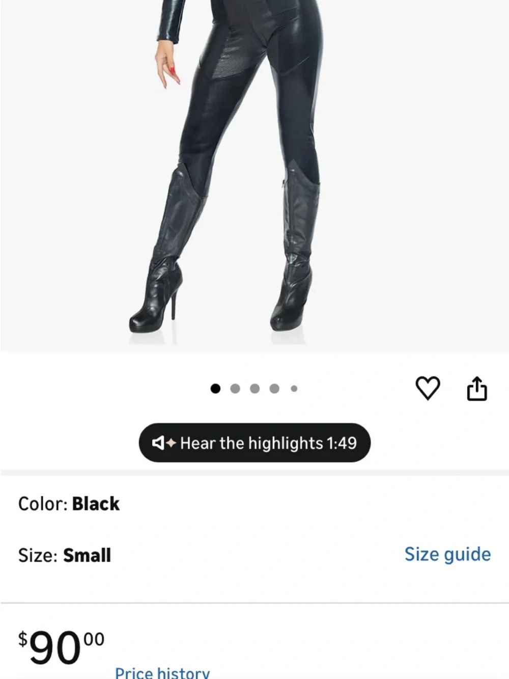 Black Faux Leather Catwoman Style Jumpsuit Costume - Picture 2 of 7